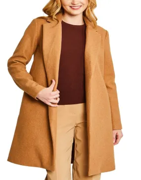 Camel Fleece Long Line Coat