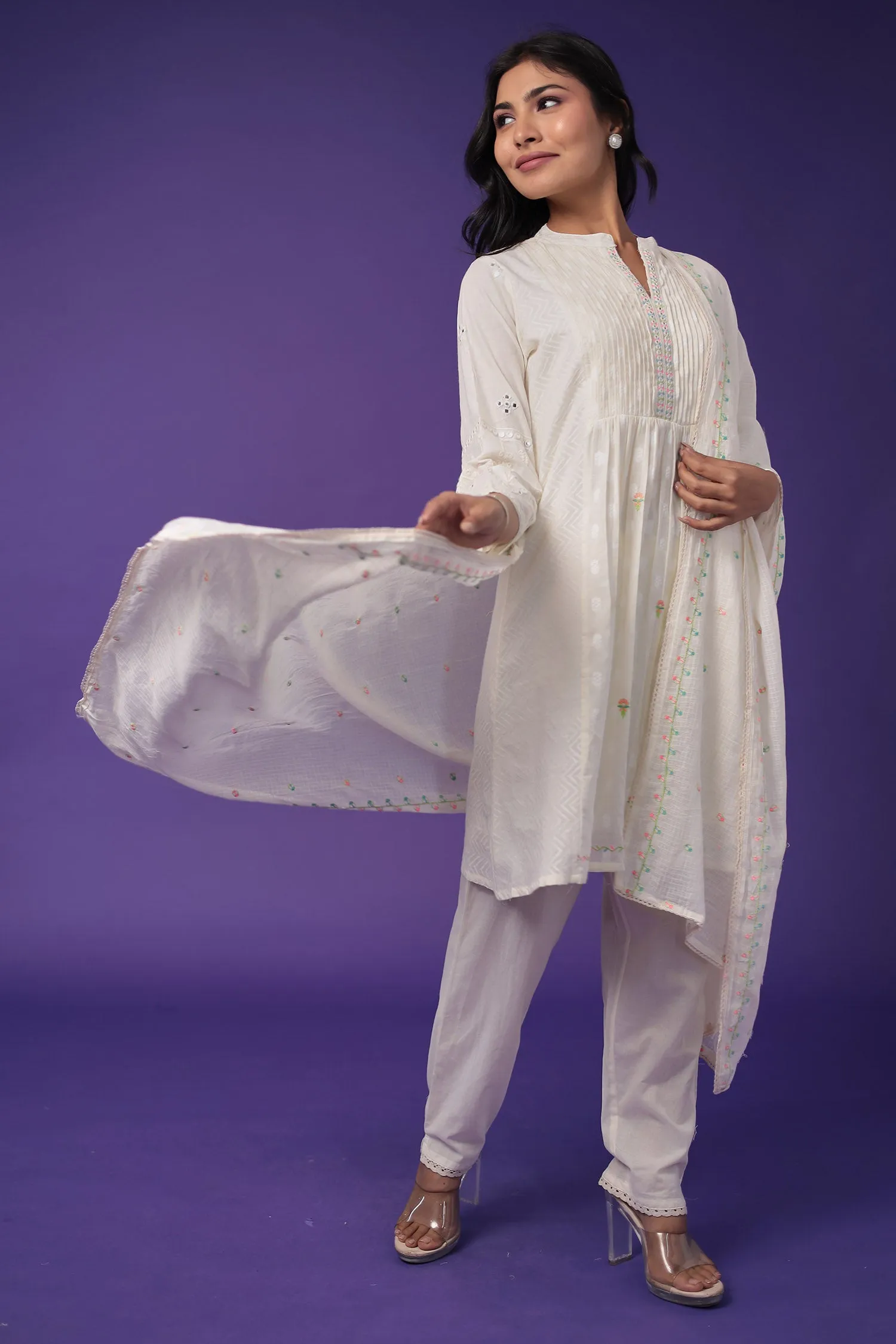 Cotton Kurta Set Stitched with Embroidered work