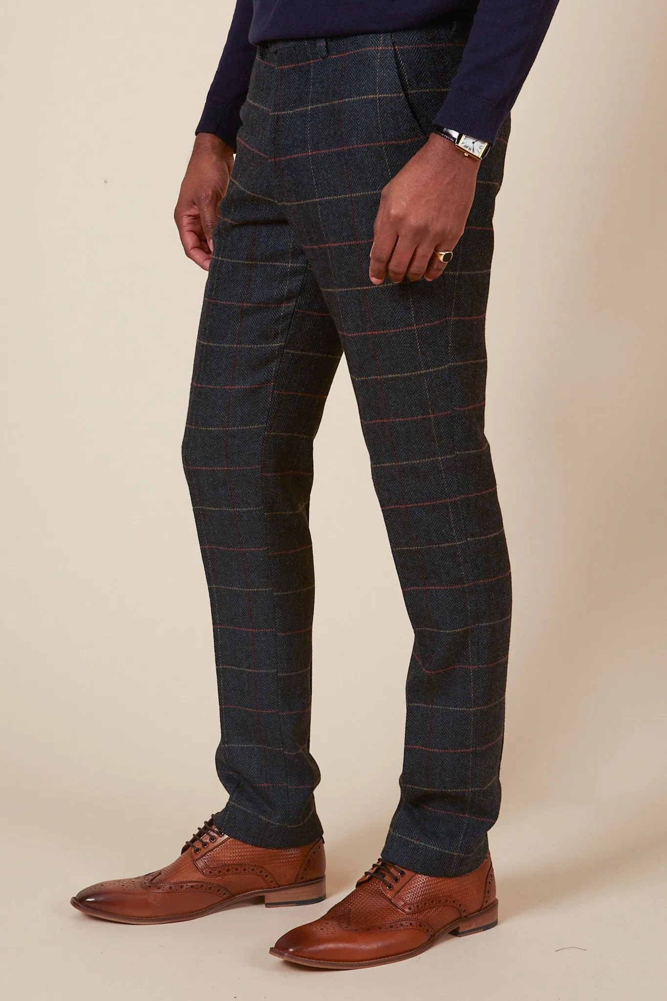 ETON - Navy Blue Tweed Check Two Piece Suit