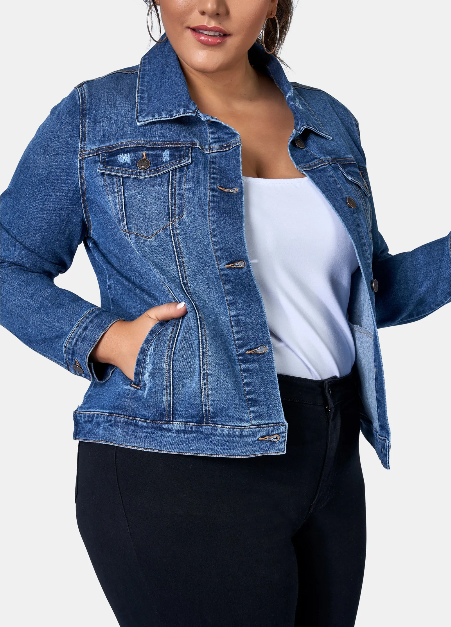 Indigo Tonic - Long Sleeve Denise Denim Jacket - Mid Wash