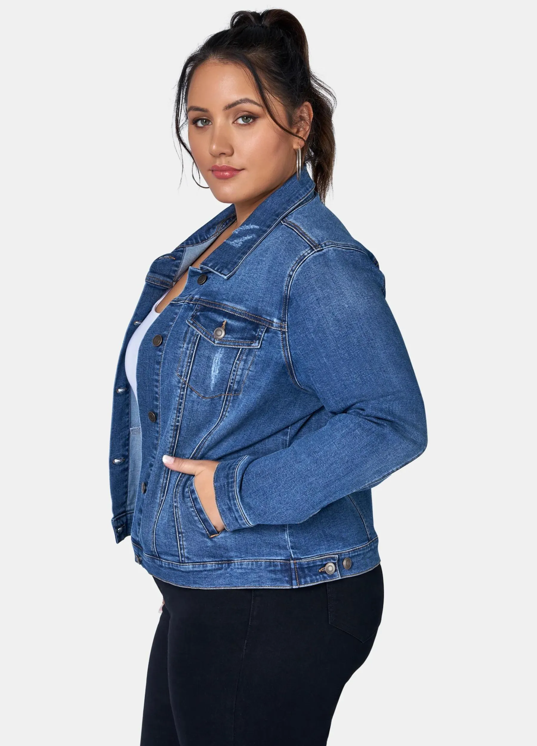 Indigo Tonic - Long Sleeve Denise Denim Jacket - Mid Wash