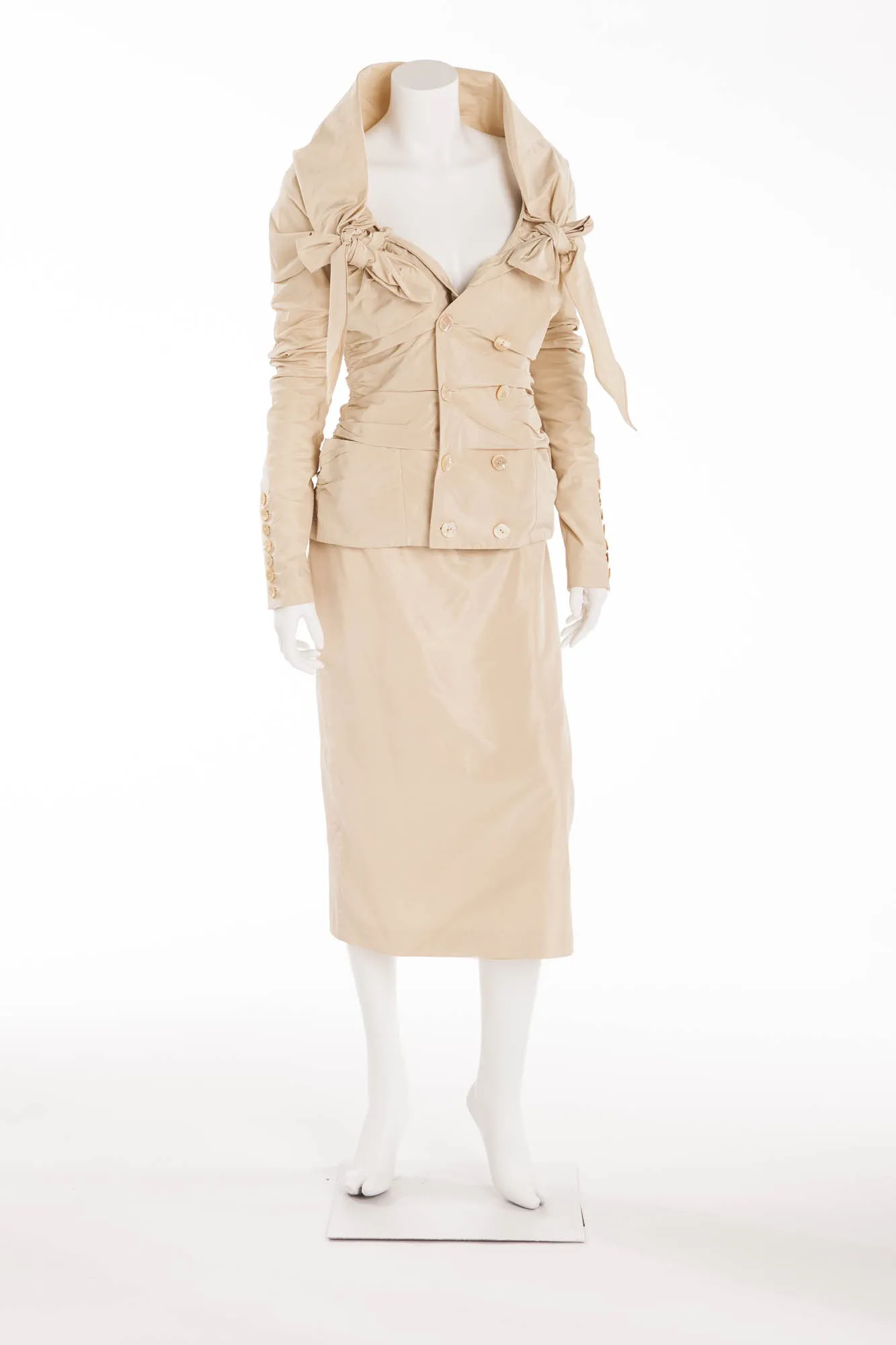 Jean Paul Gaultier - As Seen on 2006 Runway Collection - 2PC Creme Blazer and Skirt - IT 44