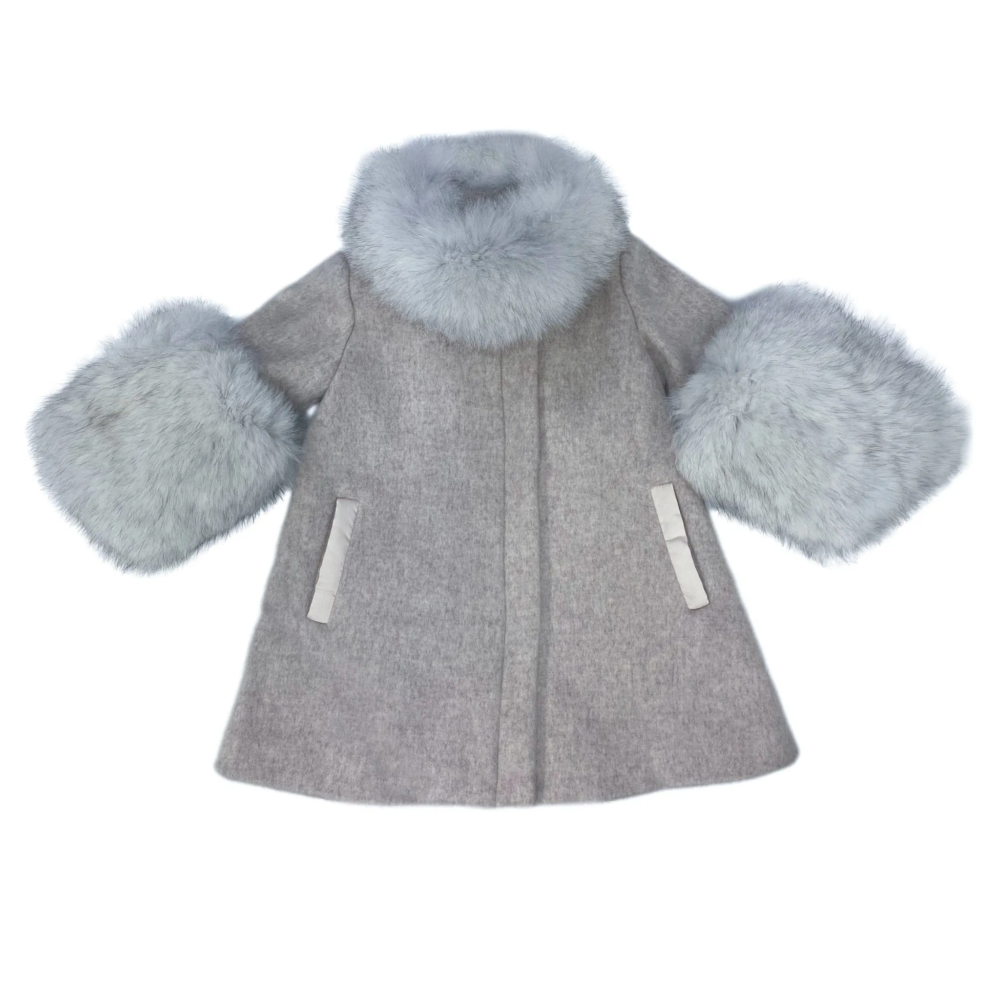 Karenina Grey Fur Wool Coat