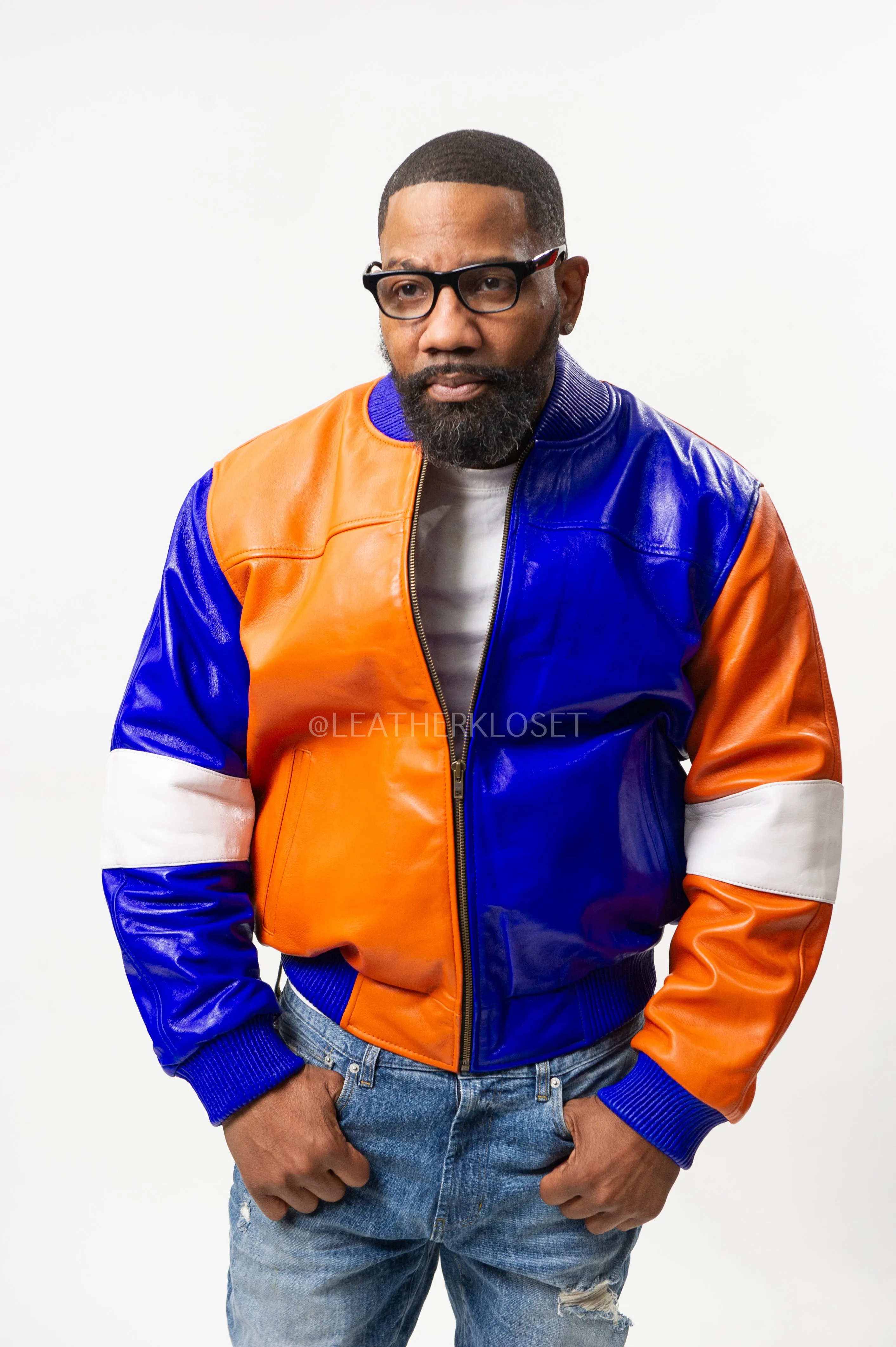 Men's Baseball Multi Color Jacket [Orange/Royal]