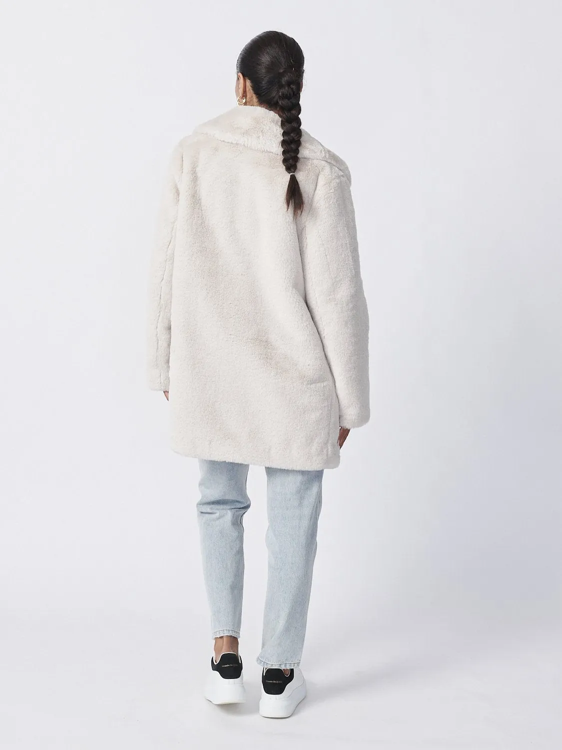 Minimalist Faux Fur Jacket - Bone