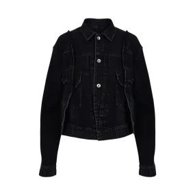 Paneled Frayed Denim Jacket