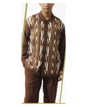 Silver Silk Pattern Walking Suit - Brown 83015