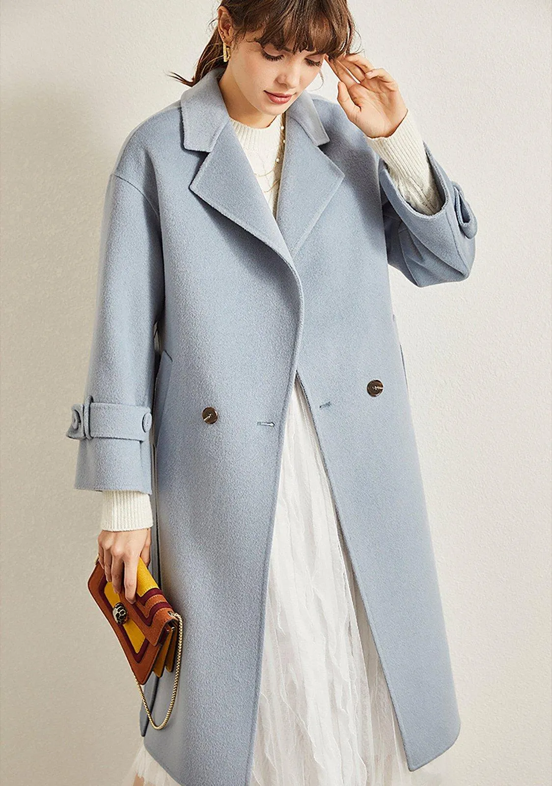 Two Button Belted Wool Coat