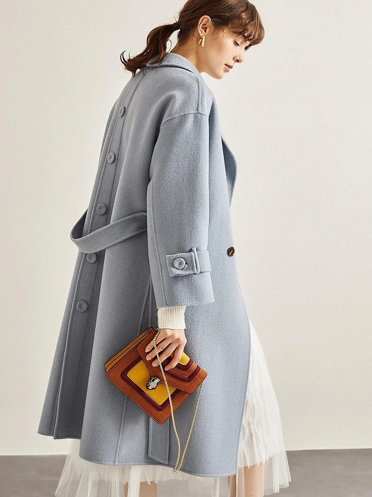 Two Button Belted Wool Coat