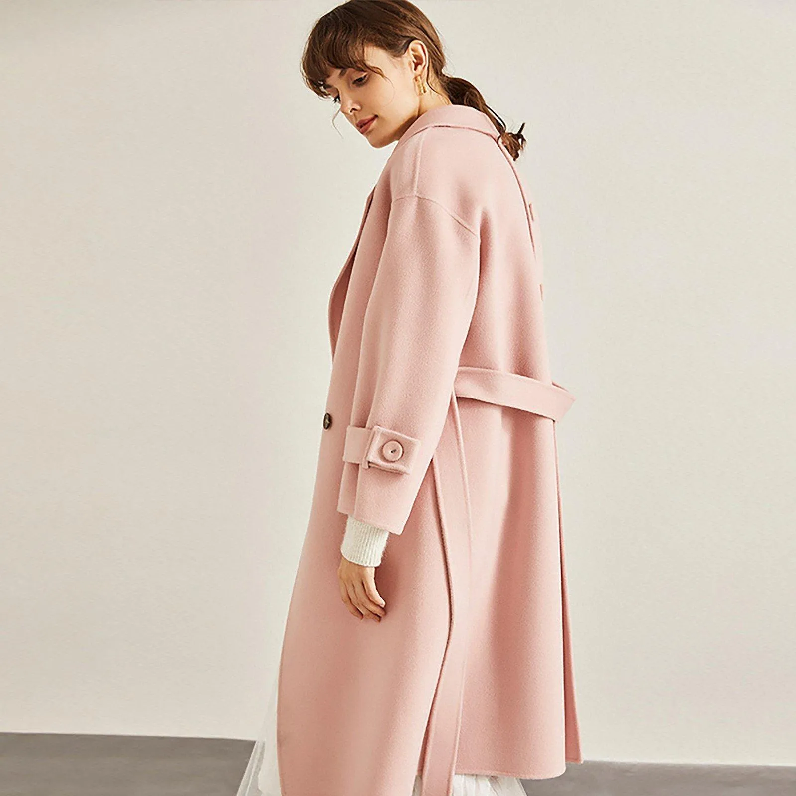 Two Button Belted Wool Coat